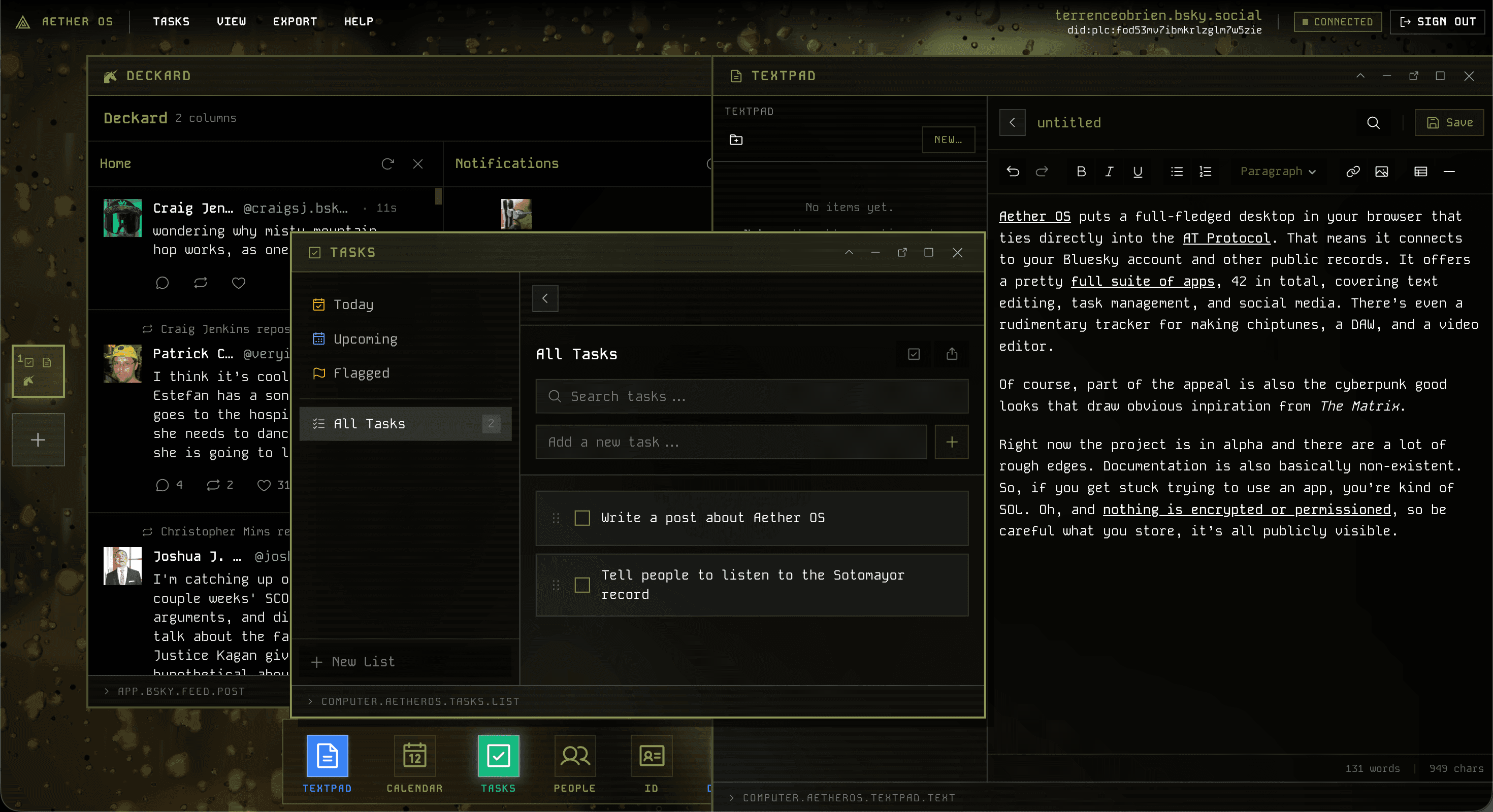 Aether OS Launches Matrix-Inspired Browser Desktop for AT Protocol ...
