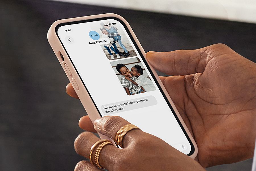 Aura frames now accept photos via text - no app required