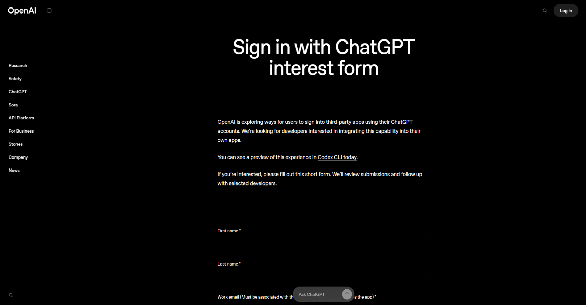 OpenAI Launches ChatGPT Sign-In
